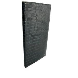 Genuine BALLY Black Lizard Casual Long Checkook Wallet Made In Italy